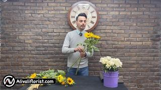 دسته گل آفتاب گردان | آموزش گل آرایی | علی ولی