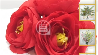 سرگل پیونی متوسط قرمز | گل مصنوعی پیونی