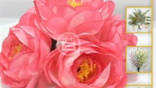 سرگل پیونی متوسط سرخ آبی | گل پیونی سرخ آبی مصنوعی