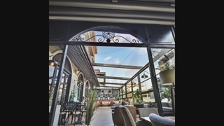 زیباترین سایبان بازشو بام کافه رستوران-بهترین سقف متحرک سالن غذاخوری