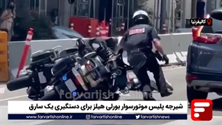 شیرجه پلیس موتورسوار برای دستگیری یک سارق
