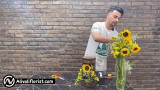باکس گل آفتابگردان و ژیپسوفیلا | علی ولی | Sunflower box tutorial