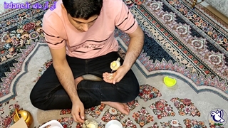 دانه خور کردن جوجه عروس هلندی سرلاکی با تخم مرغ