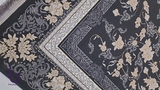 فرش 700 شانه - طرح جانان سرمه ای با تراکم 2550 آکریلیک